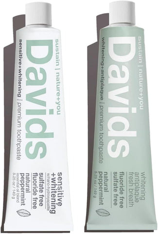 Davids Nano Hydroxyapatite and Antiplaque Peppermint Natural Toothpaste Bundle 5.25oz