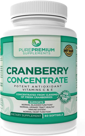 PurePremium Concentrate Cranberry Supplement Extract for Men & Women - 60 Softgels