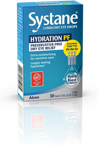 Alcon Hydration Preservative-Free Lubricant Eye Drops, Transparent, 0.7 ml, 30 Count