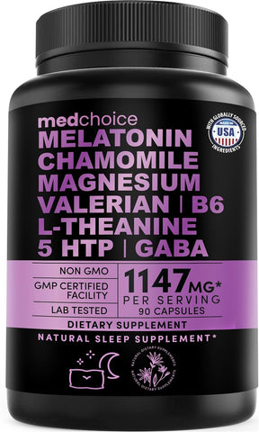 10-in-1 Melatonin Capsules - Melatonin 5mg Natural Sleep Aid 90 capsules