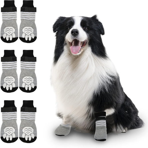 Rypet 3 Pairs Anti Slip Dog Socks - Dog Grip Socks with Straps Traction Control for  Indoor on Hardwood Floor Wear, Pet Paw Protector for Medium Dogs M