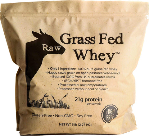 100% Raw Grass Fed Whey - Happy Healthy Cows, COLD PROCESSED Undenatured Protein Powder, 5LB