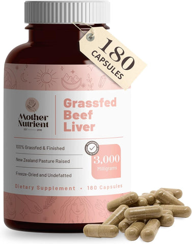 100% Beef Liver Supplement Grass Fed Capsules Sourced from Pasture - 180 Capsules