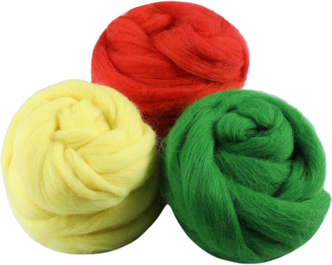 JUPEAN 3.53oz Wool Roving Yarn,Fiber Roving Wool Top, Wool Felting Supplies