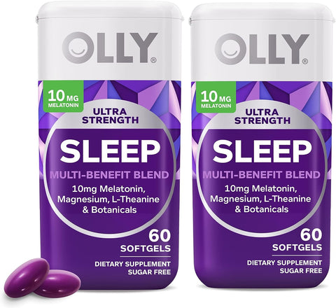 OLLY Ultra Strength Sleep Softgels, 10mg 60 Count (Pack of 2)