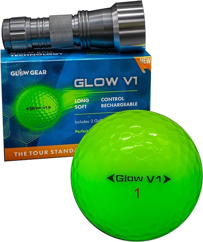GlowGear Golf - GlowV1 Night Golf Balls with UV Flashlight,  2 Piece