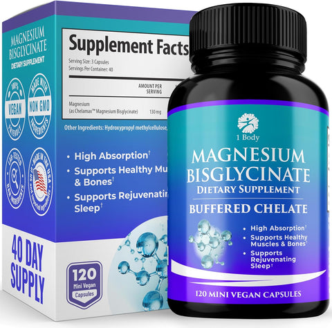 1 Body Magnesium Bisglycinate 120 Capsules