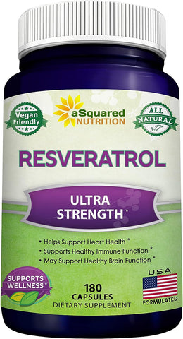 100% Natural Resveratrol - 1000mg Per Serving Max Strength (180 Capsules)