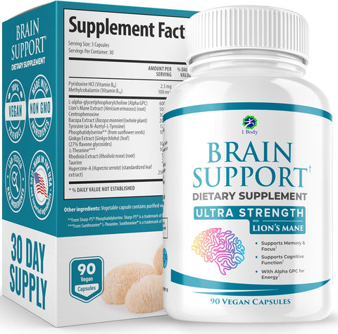 1 Body Brain Supplements for Memory and Focus 90 capsules
